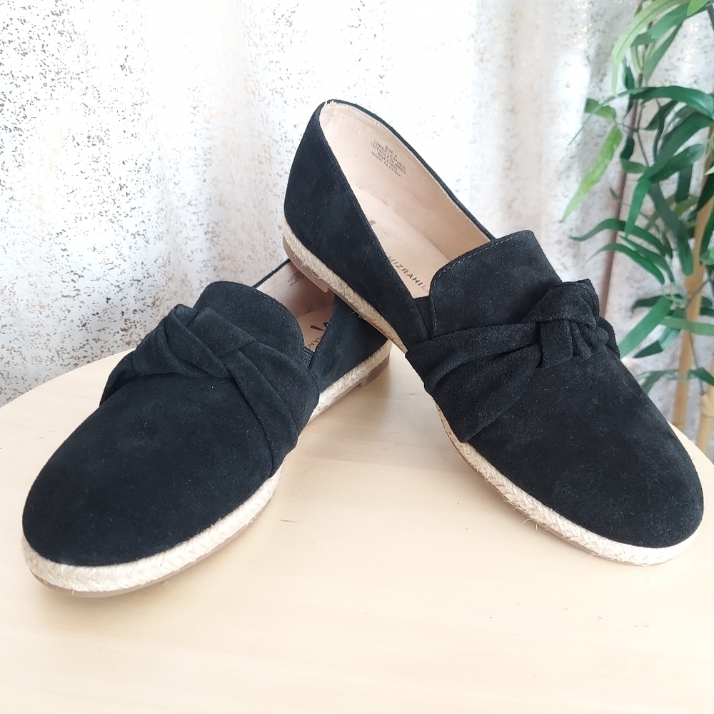 Isaac Mizrahi Live! Knotted Espadrille Black Suede Women's Size 9 - Picture 2 of 6